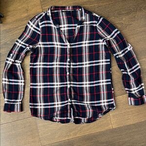 Max Jeans Women's Plaid Button-Down Shirt - Navy, Red, White medium